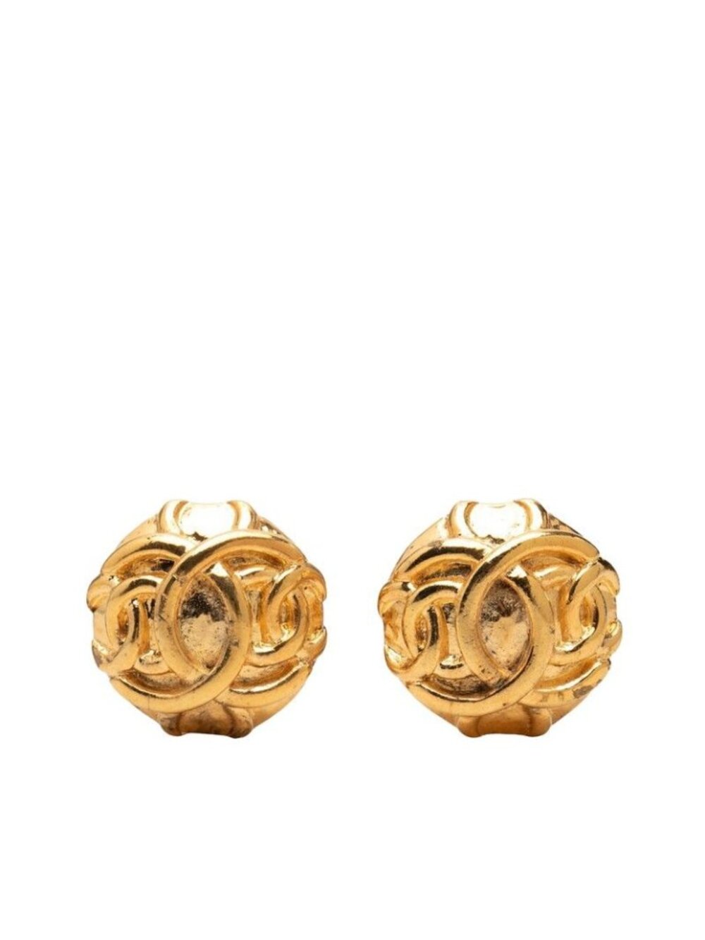 Chanel CC Logo Earrings Gold Plated